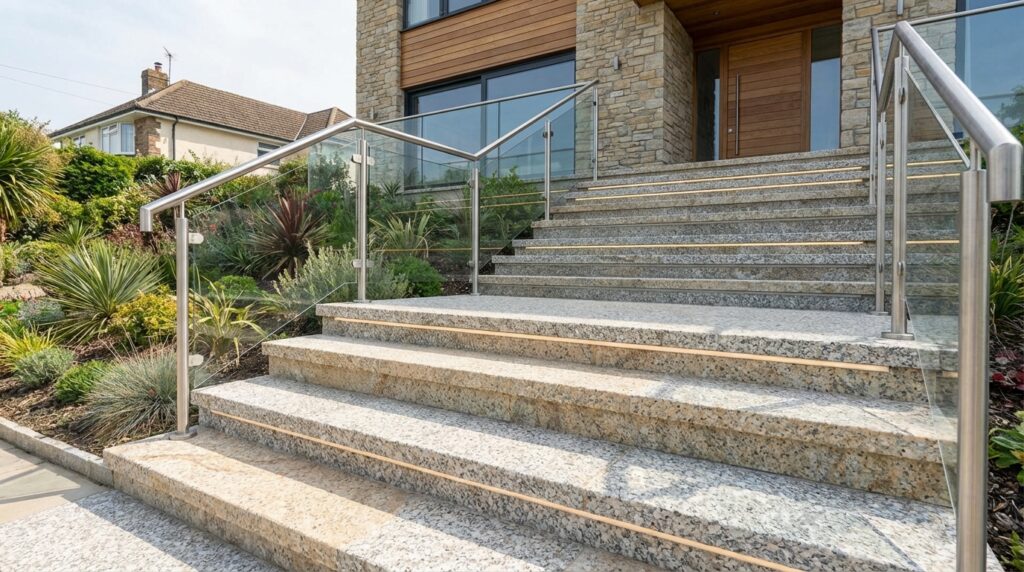 Rénovation d'escaliers extérieurs en granulat de marbre à Thonon-les-Bains